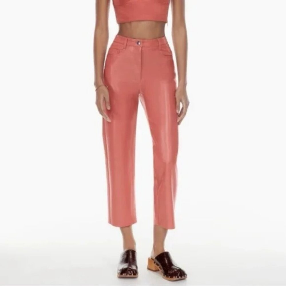 Aritzia Wilfred Melina Cropped Pant Vegan Leather Warm Sienna Red Size 2